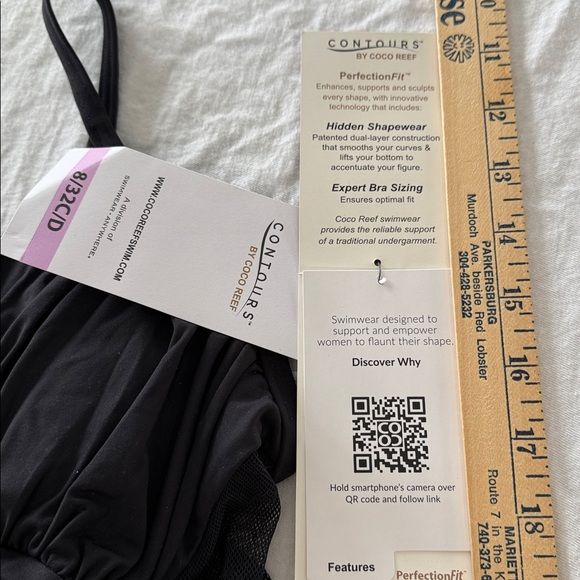 Contours by Coco Reef Shapemaker Black One Piece Swimsuit Size 8/32C/D NWT - Picture 5 of 16